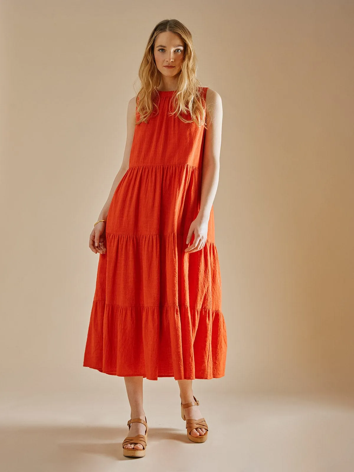 Molly Tie Back Midi Dress – Watermelon Red sold by iris product image thumbnail 2