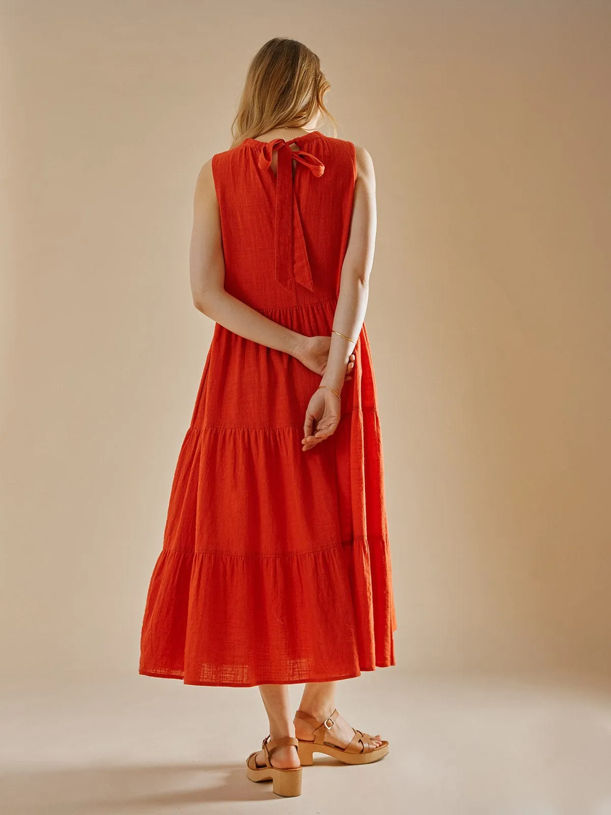 Molly Tie Back Midi Dress – Watermelon Red sold by iris product image thumbnail 3