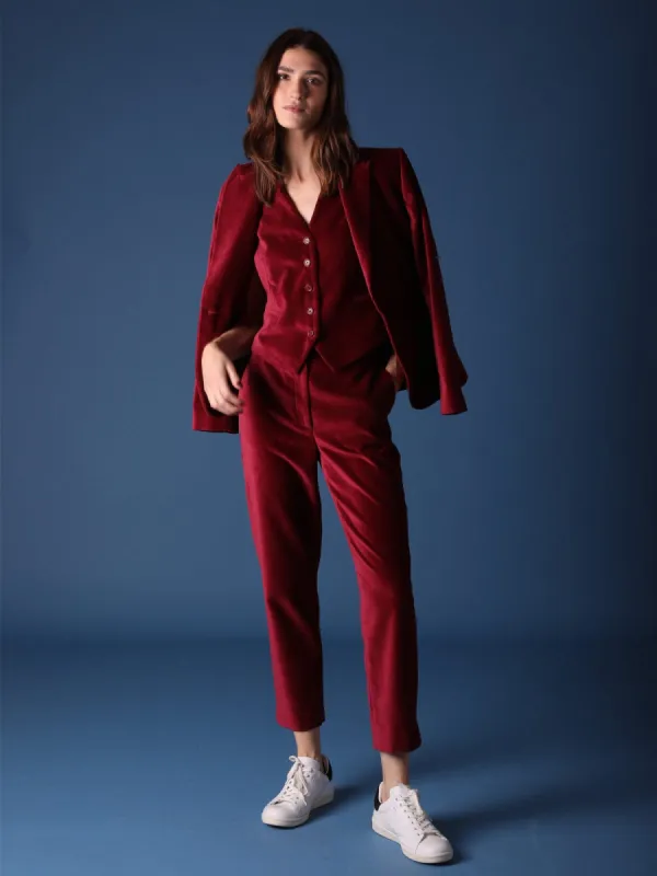 Odette Burgundy Velvet Trousers sold by iris