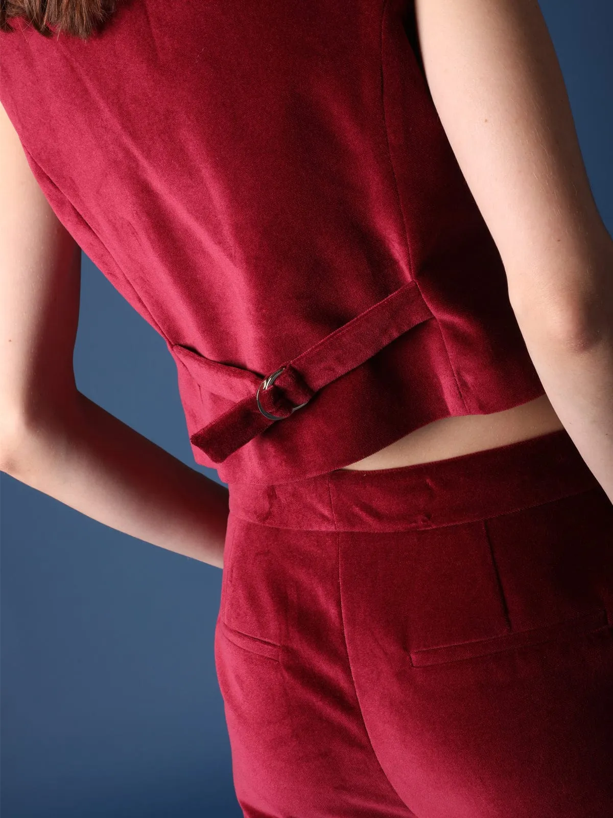 Odette Burgundy Velvet Trousers sold by iris product image thumbnail 2