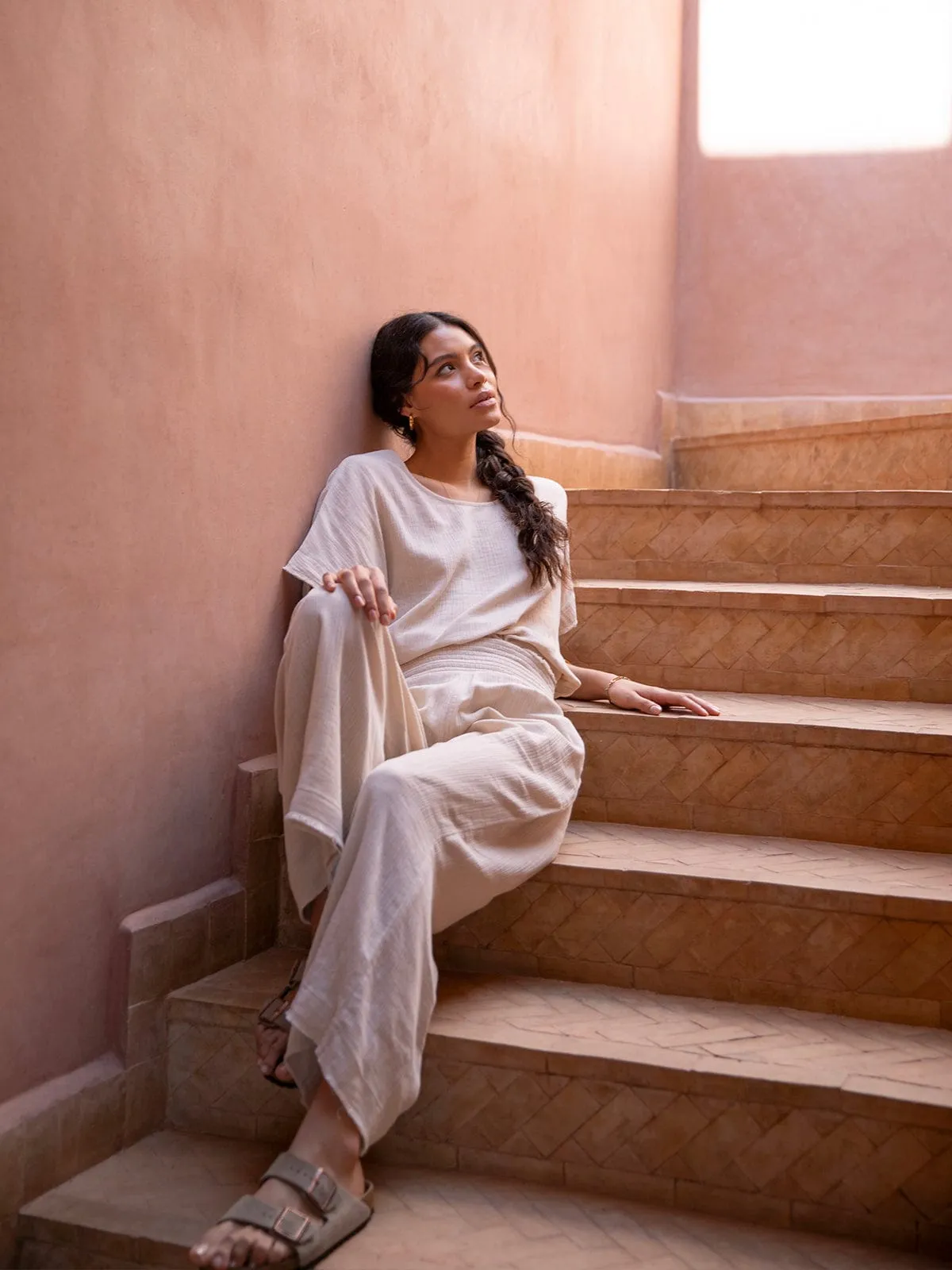 Rosa Cotton-Gauze Trouser – Ecru sold by iris