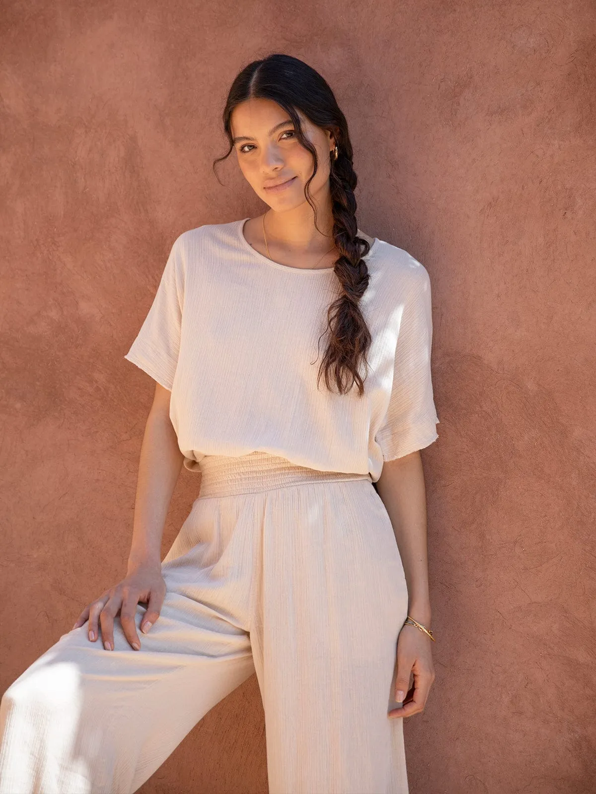 Rosa Cotton-Gauze Trouser – Ecru sold by iris product image thumbnail 2