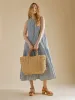 Molly Tie Back Midi Dress – Blue & White sold by iris
