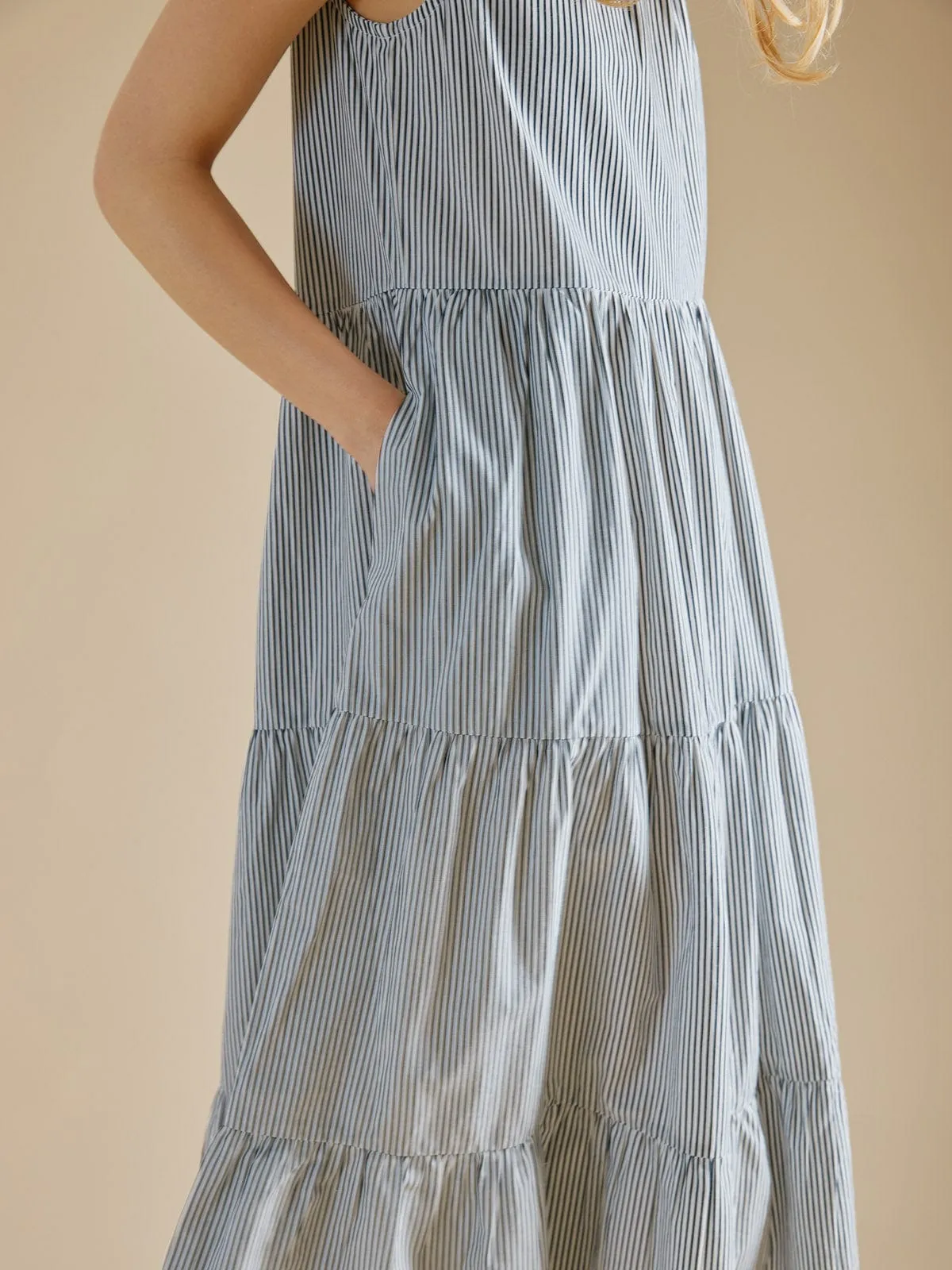 Molly Tie Back Midi Dress – Blue & White sold by iris product image thumbnail 2