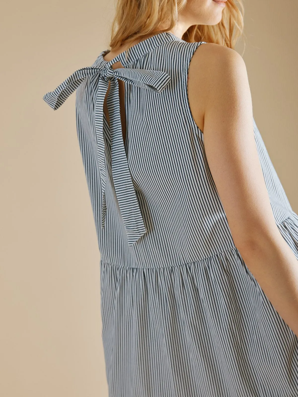 Molly Tie Back Midi Dress – Blue & White sold by iris product image thumbnail 3