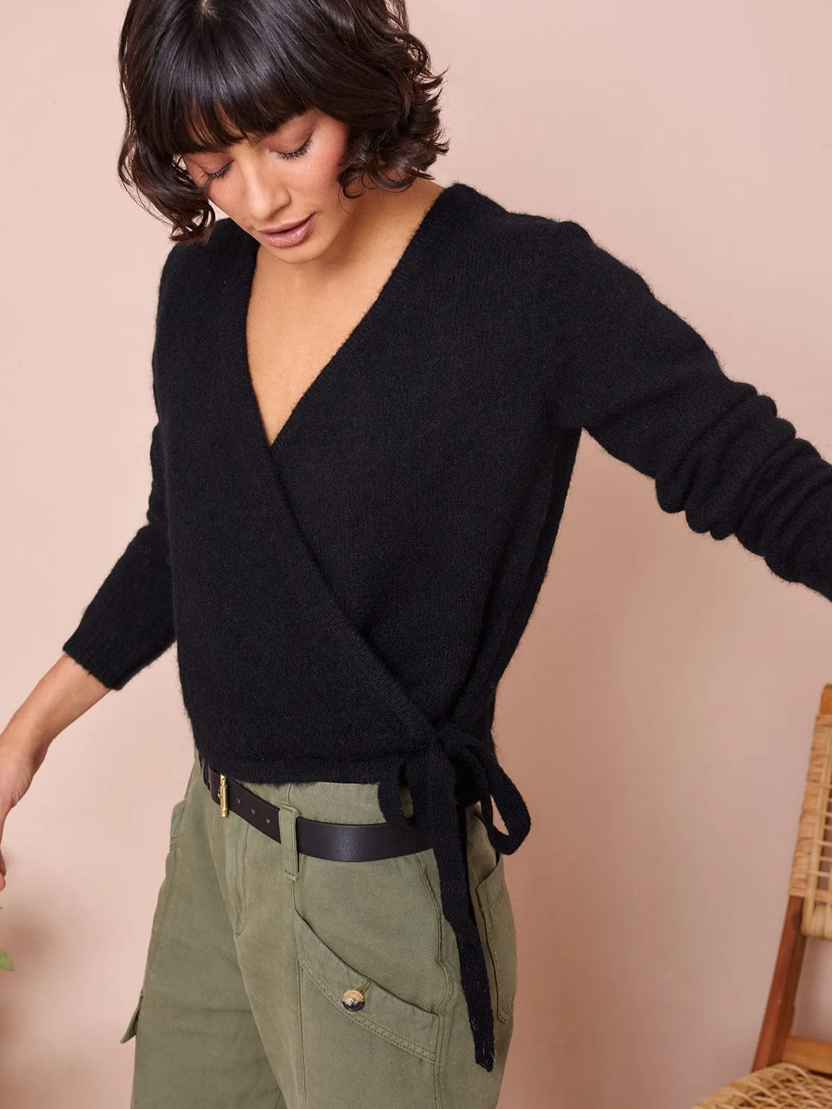 Celine Alpaca Wrap Cardigan - Black sold by iris product image thumbnail 3