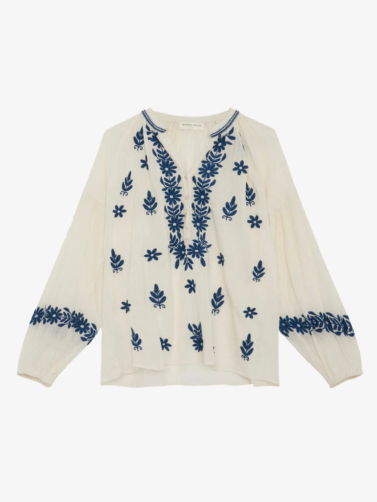 Lina Embroidered Blouse - Blue sold by iris