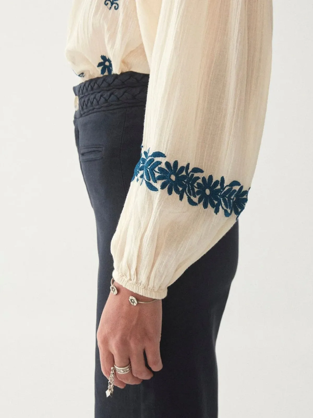 Lina Embroidered Blouse - Blue sold by iris product image thumbnail 5