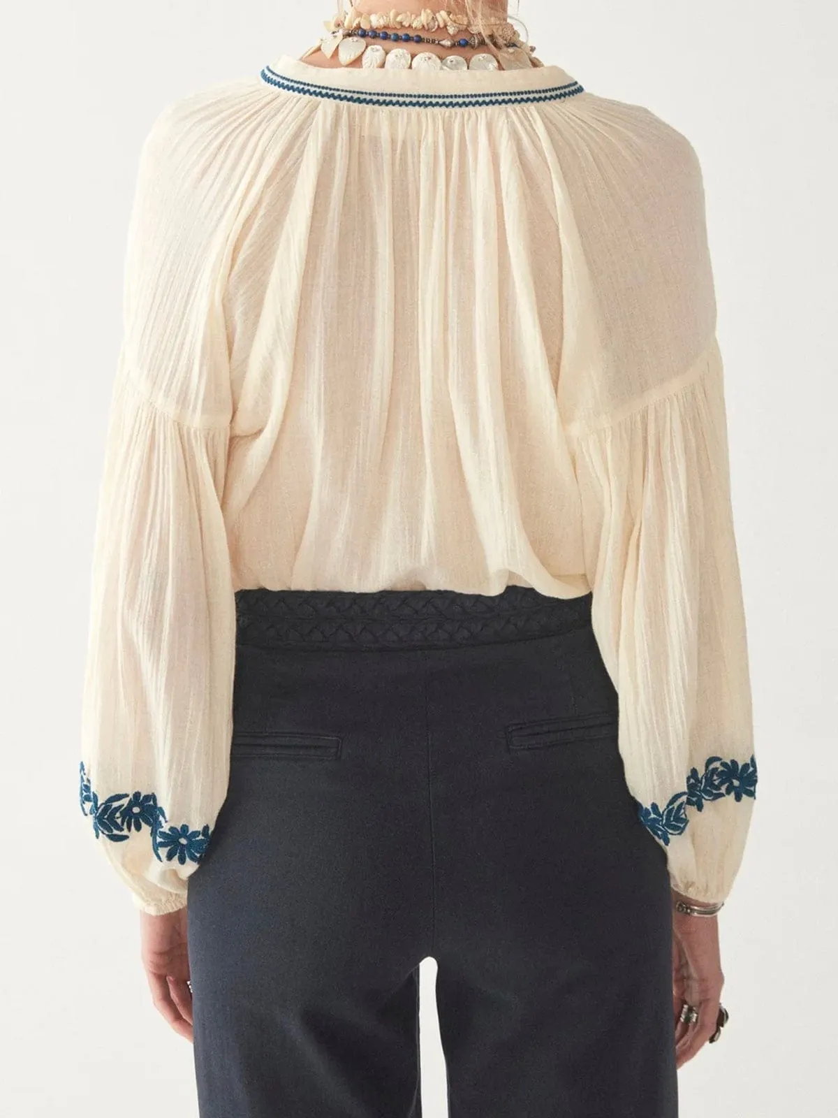 Lina Embroidered Blouse - Blue sold by iris product image thumbnail 3