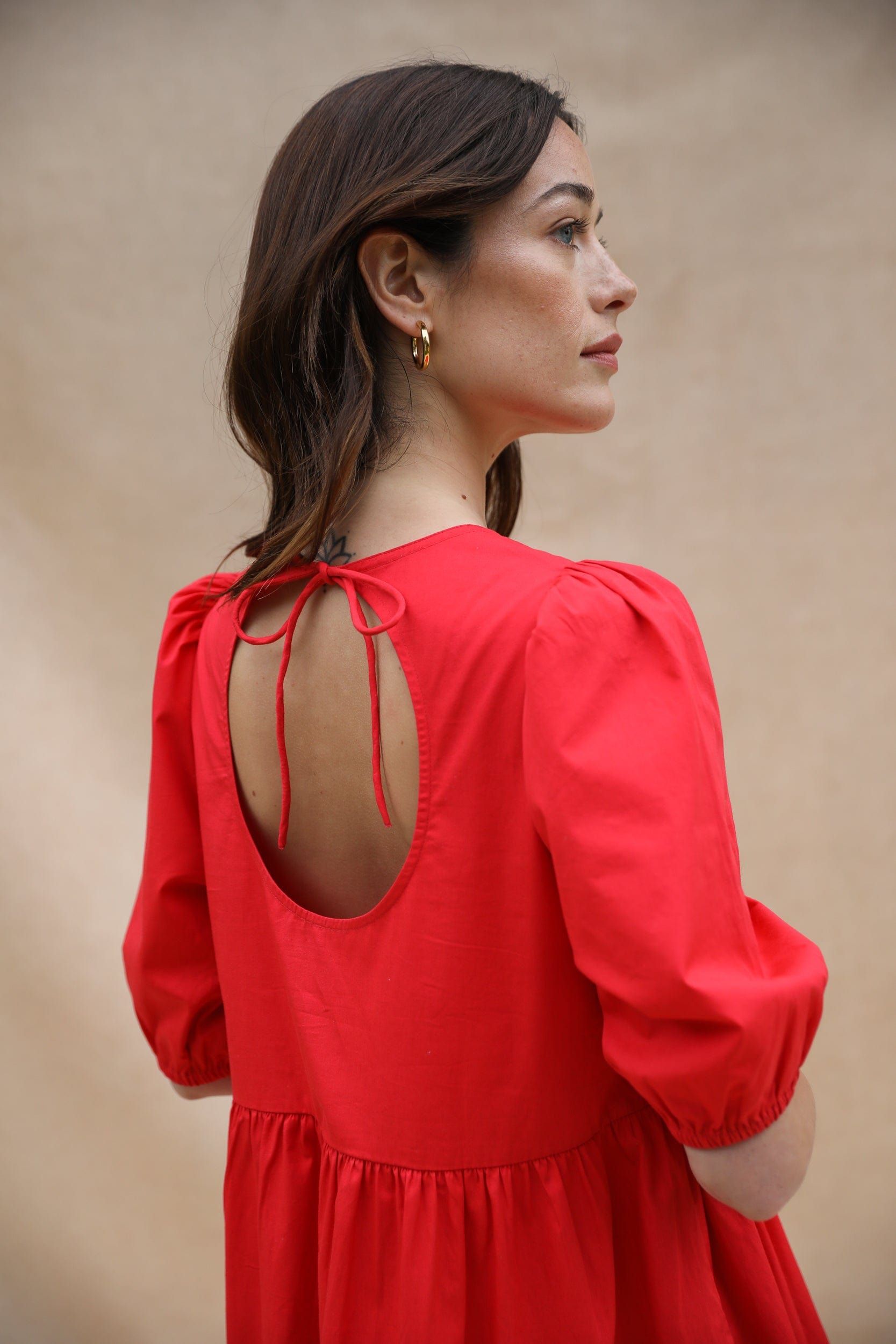 Rosie Red Cotton-Poplin Midi Dress sold by iris product image thumbnail 4