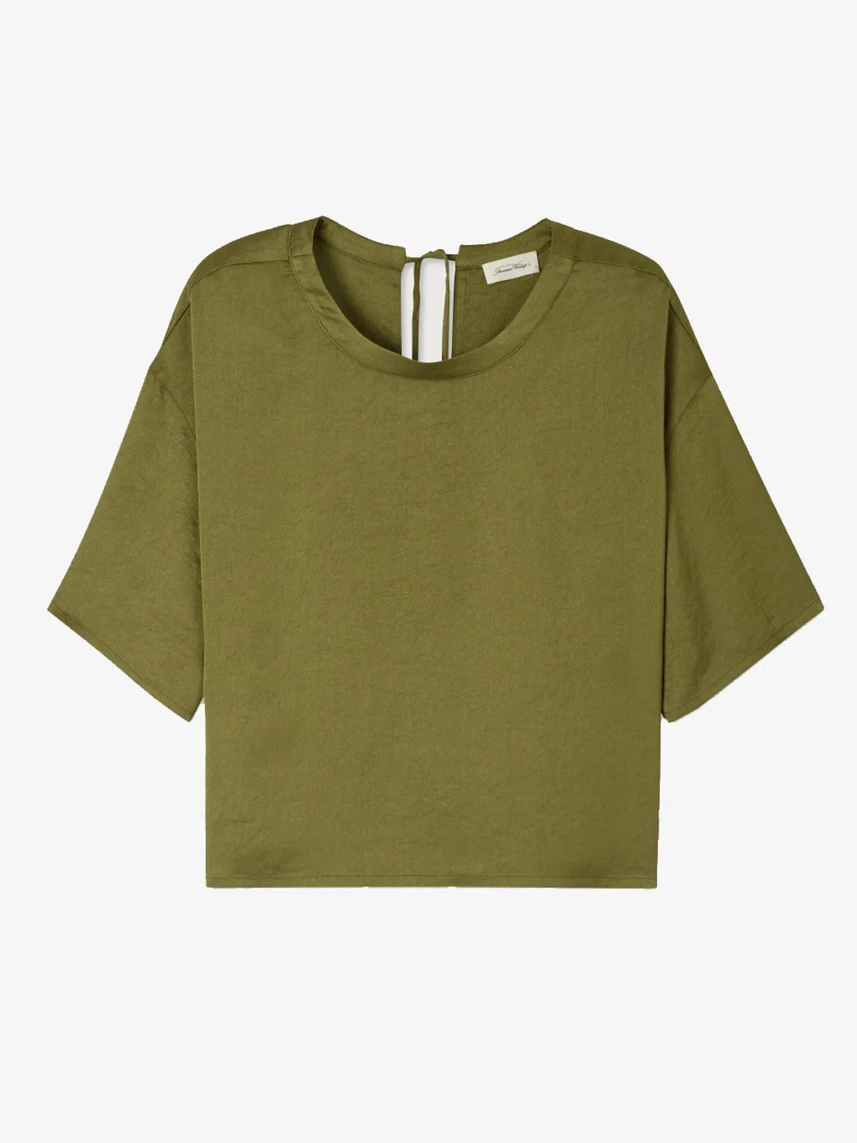 Widland Silky Tie Back Top - Khaki sold by iris