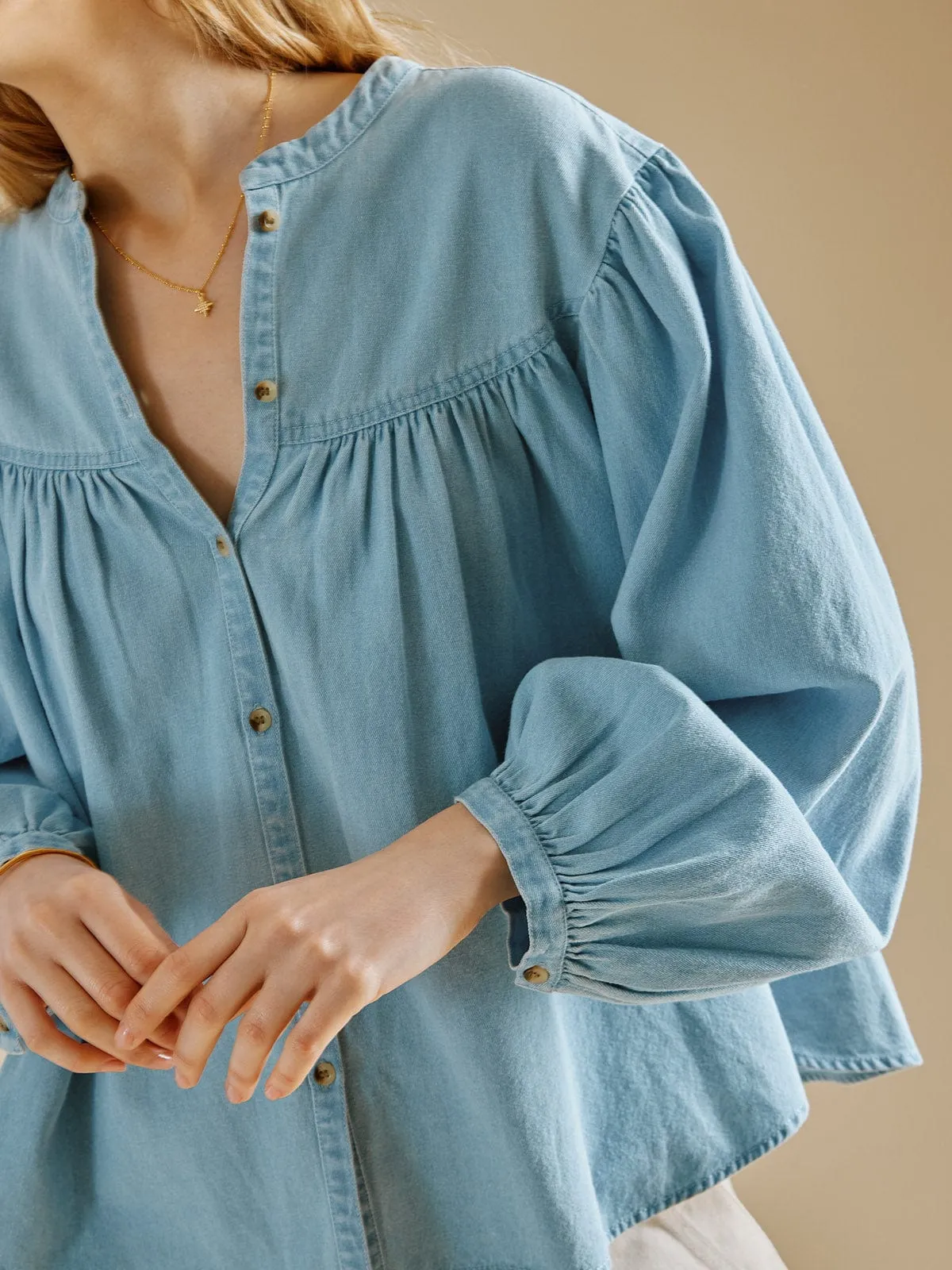 Lola Denim Shirt- Blue sold by iris product image thumbnail 3