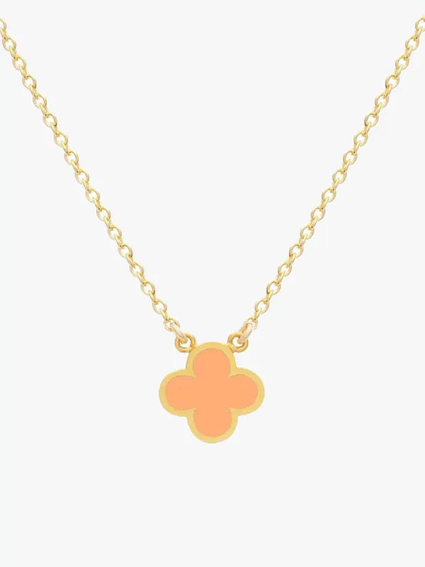 Enamel Clover Necklace - Coral made by iris