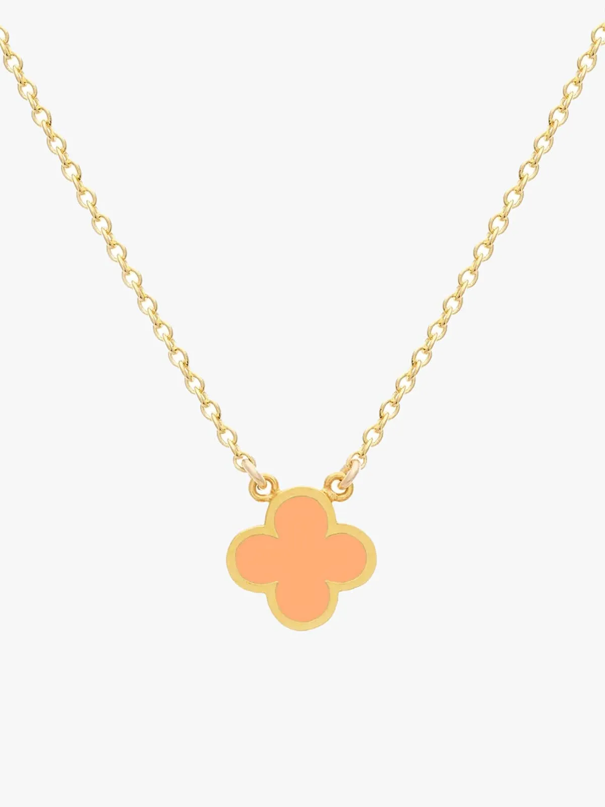 Enamel Clover Necklace - Coral sold by iris