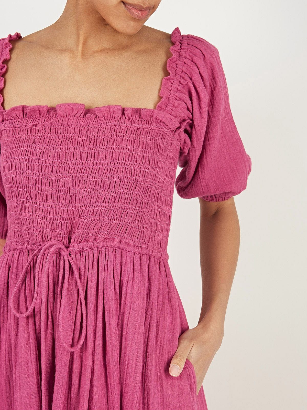 Luna Pink Cheesecloth Dress sold by iris product image thumbnail 4