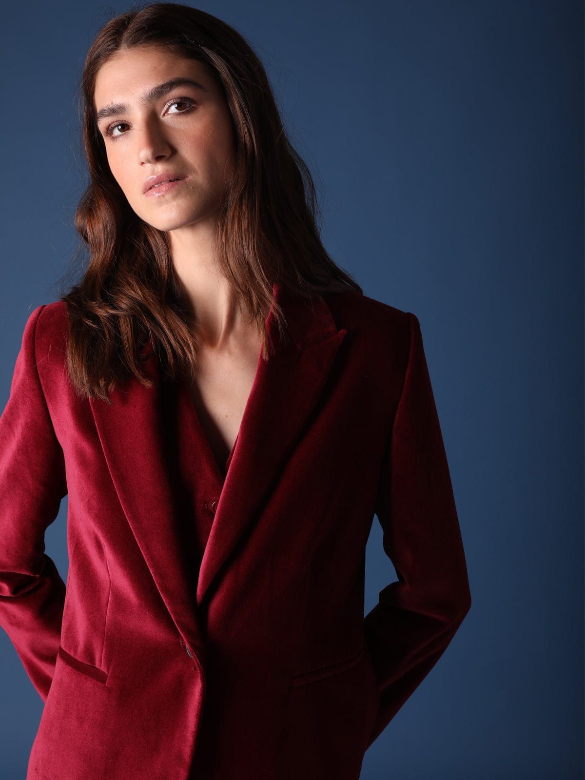 Sabine Burgundy Velvet Tailored Jacket sold by iris product image thumbnail 4