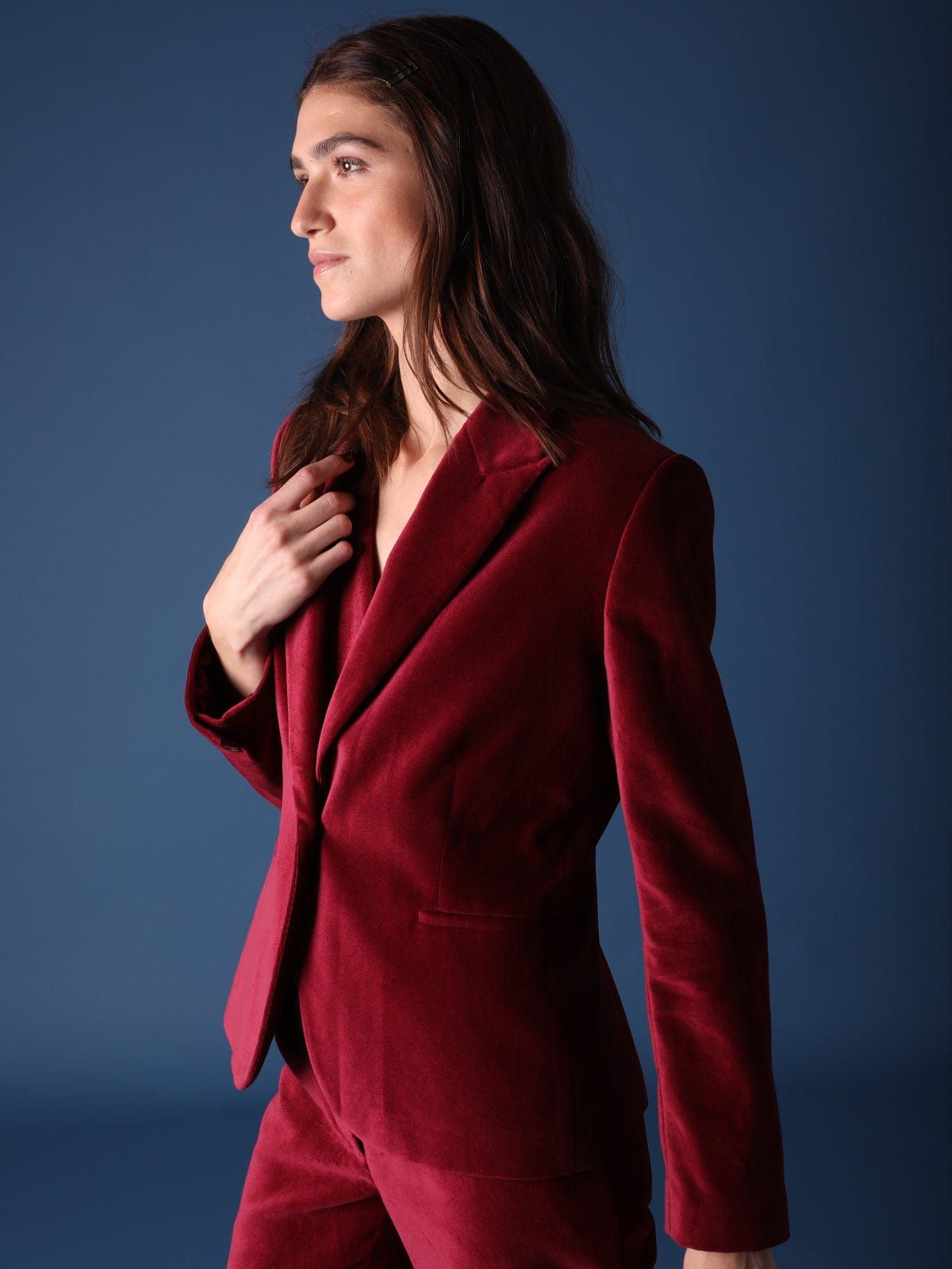 Sabine Burgundy Velvet Tailored Jacket sold by iris product image thumbnail 3