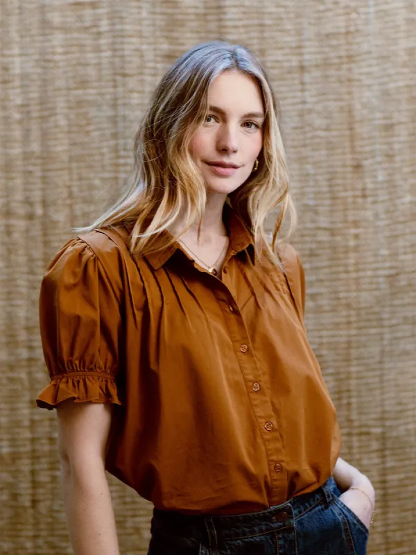 Natalia Cotton Blouse- Tobacco sold by iris