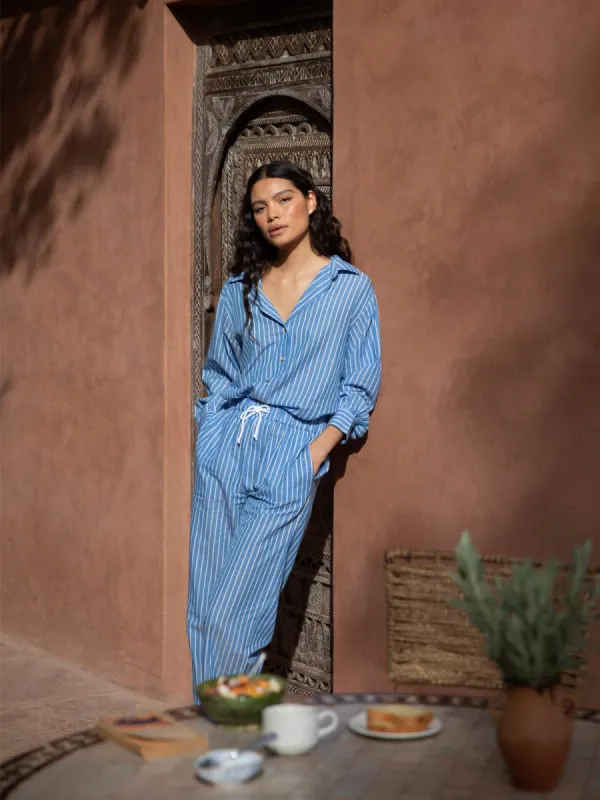 Roller Stripe Boxy Shirt - Blue and White sold by iris