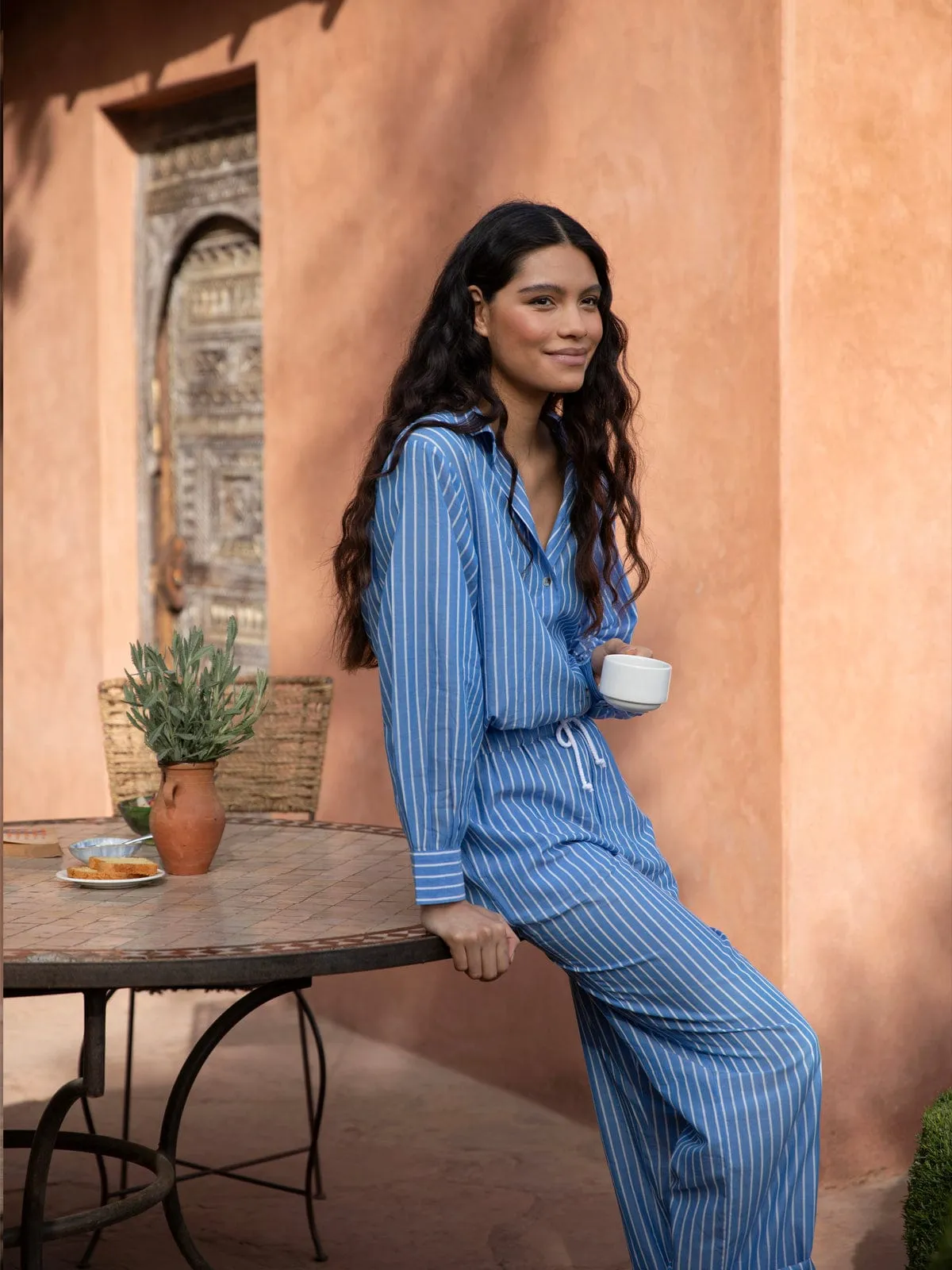 Roller Stripe Boxy Shirt - Blue and White sold by iris product image thumbnail 2