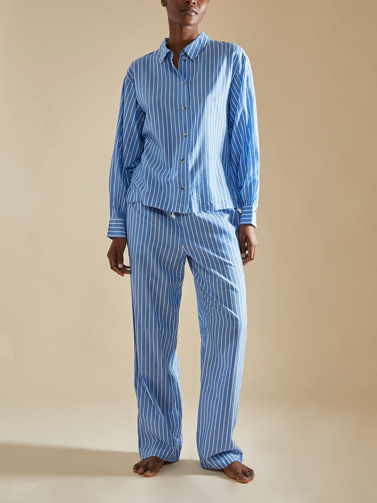 Roller Stripe Boxy Shirt - Blue and White sold by iris product image thumbnail 3
