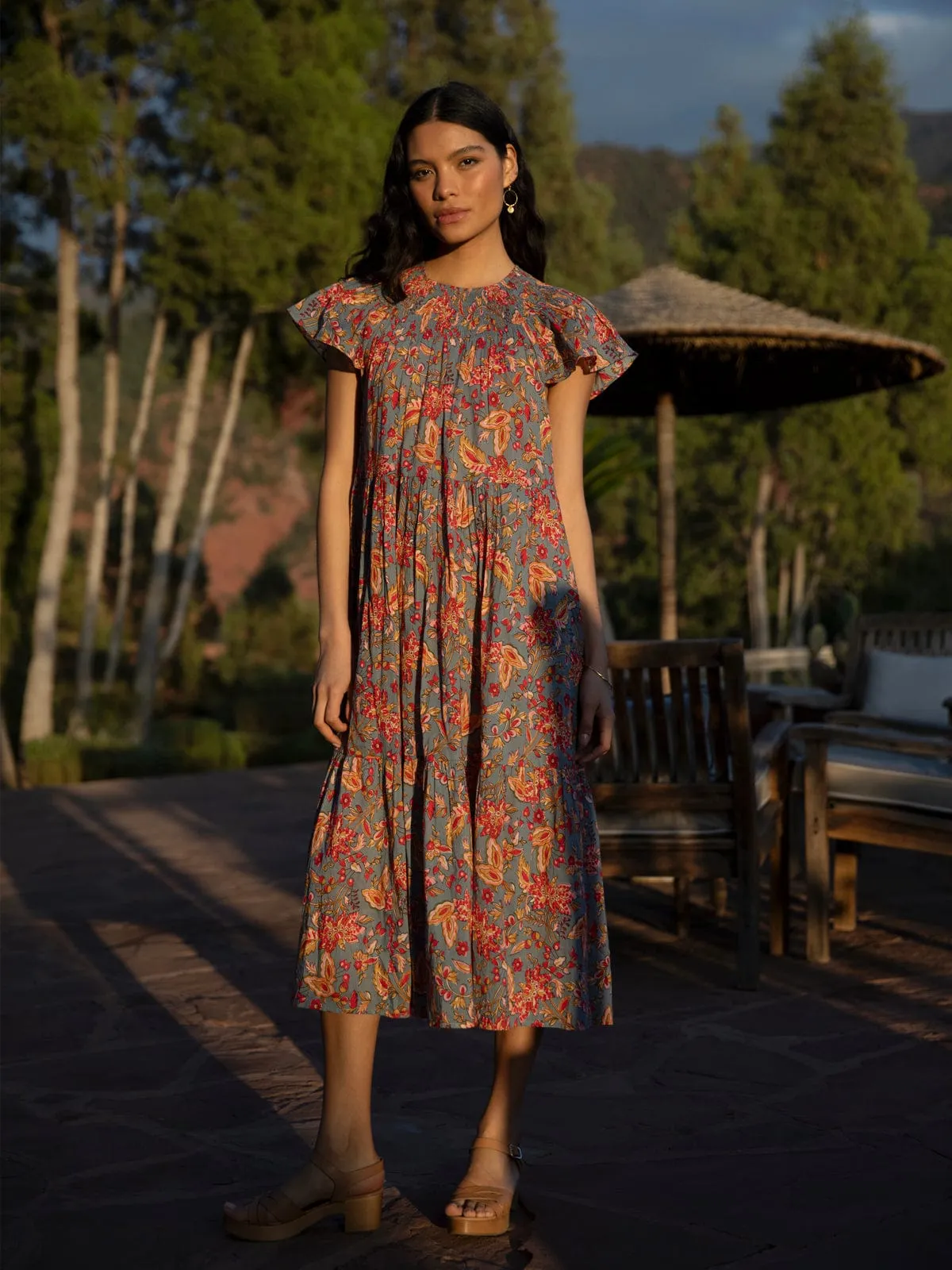 Morgan Smocked Dress - Bali Flower sold by iris
