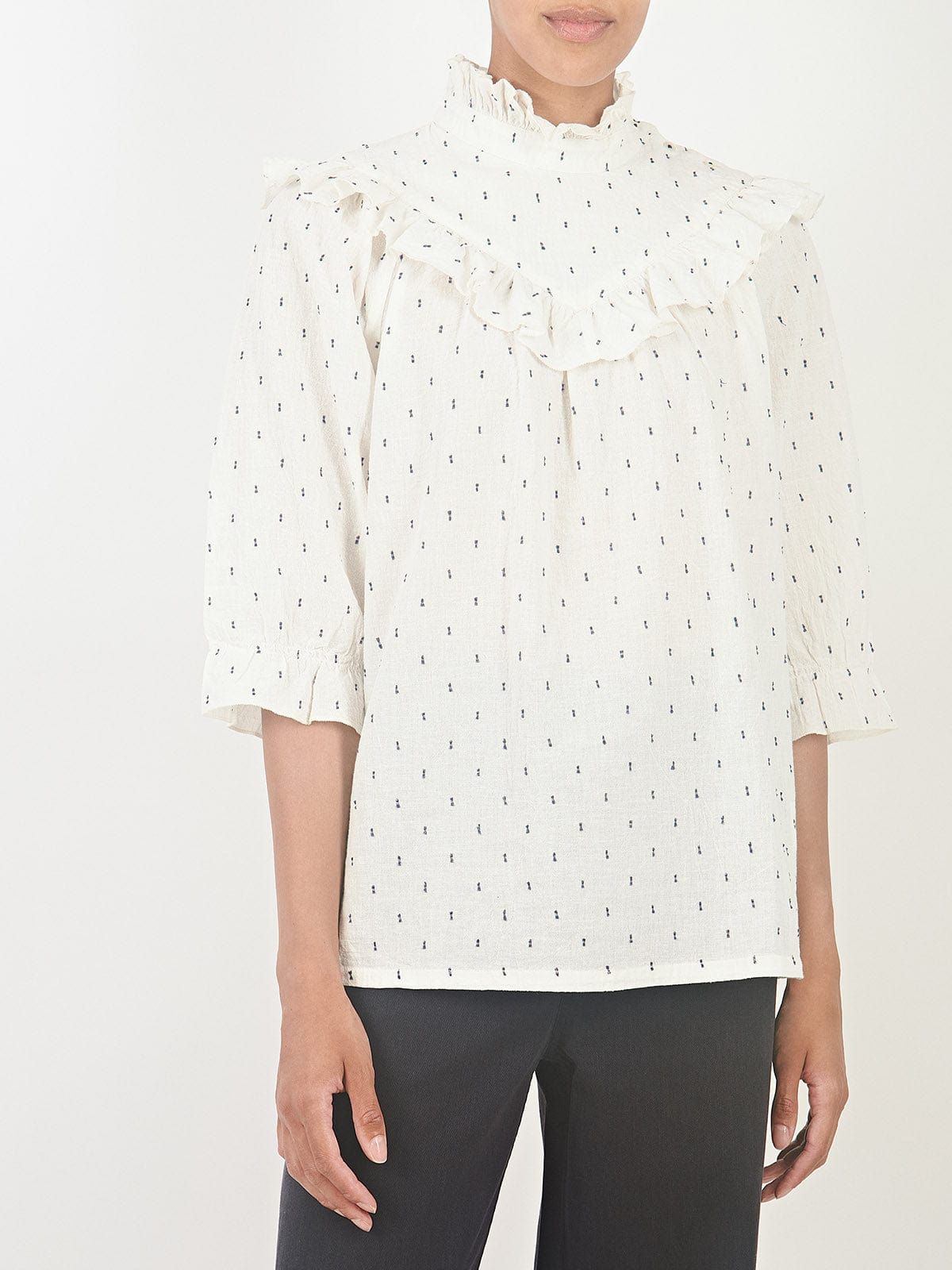 Dalva Cream Frill Neck Blouse sold by iris product image thumbnail 3