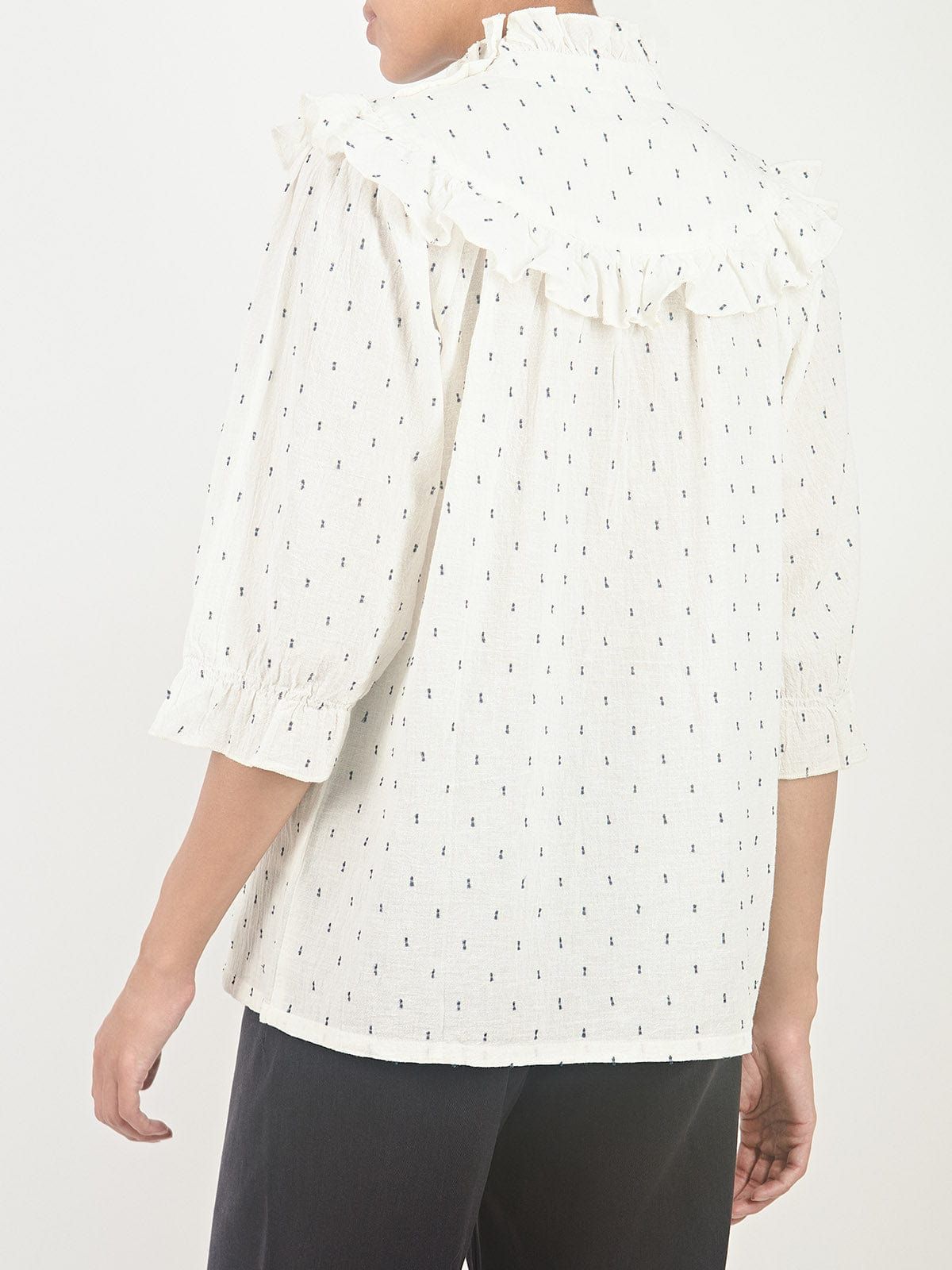 Dalva Cream Frill Neck Blouse sold by iris product image thumbnail 4