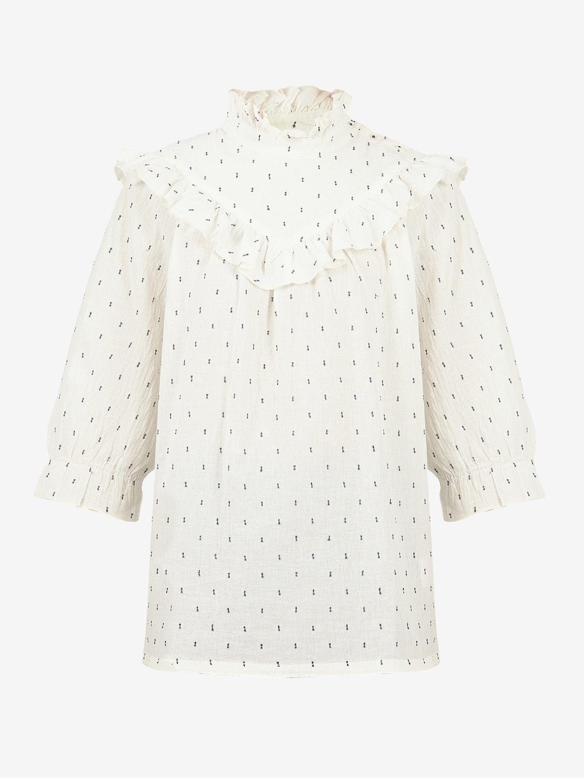 Dalva Cream Frill Neck Blouse sold by iris