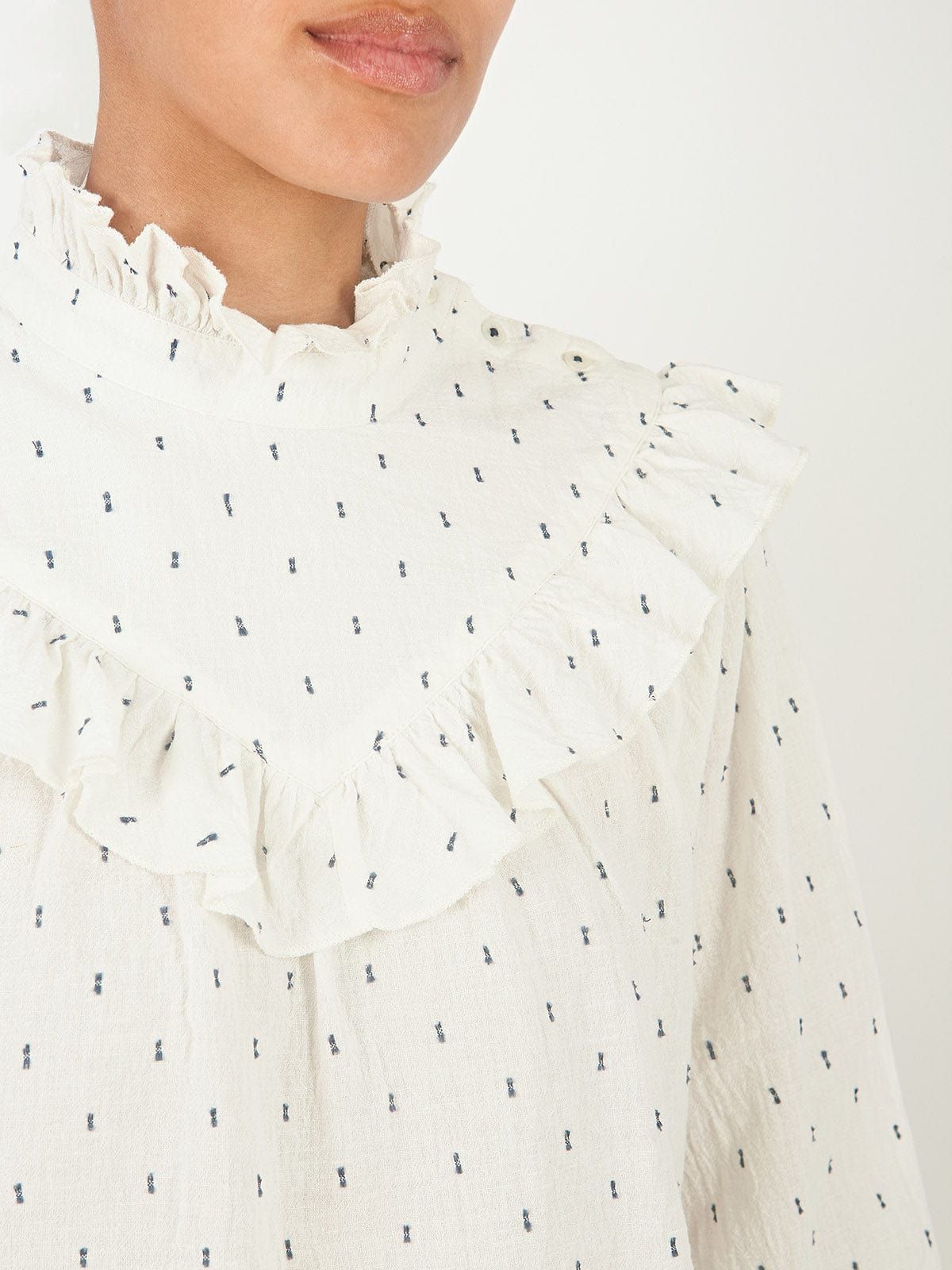 Dalva Cream Frill Neck Blouse sold by iris product image thumbnail 5