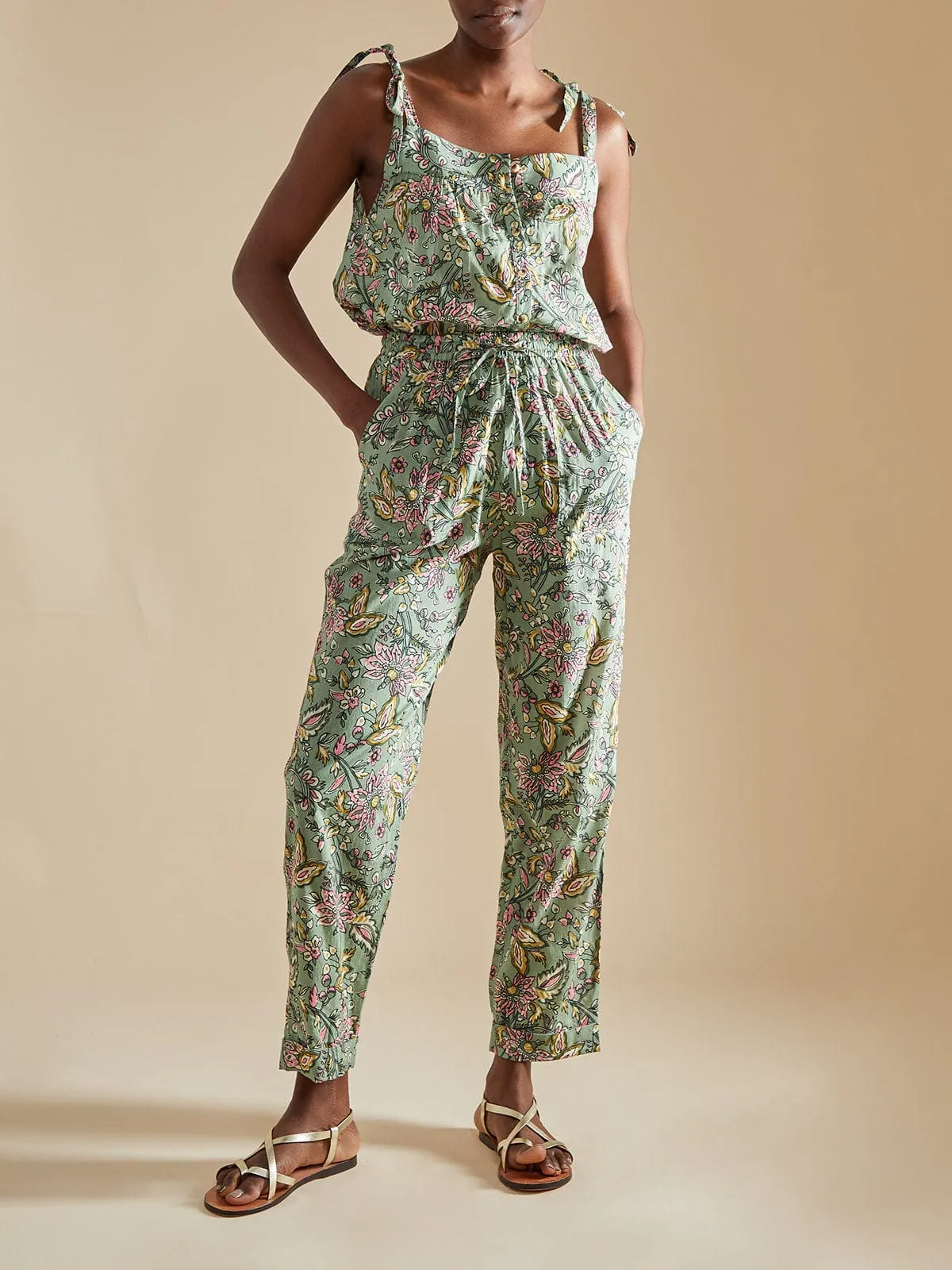 Milo Cotton Voile Trouser – Bali Flower Green sold by iris product image thumbnail 2