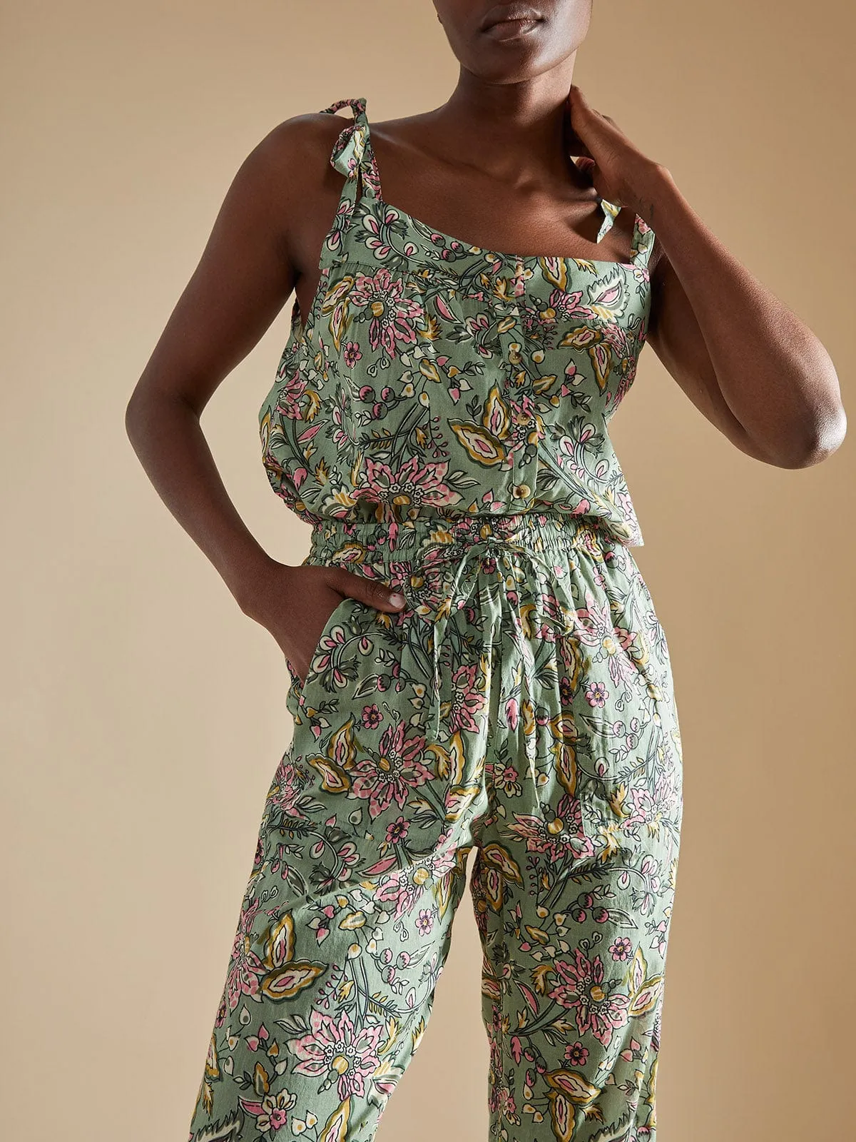 Milo Cotton Voile Trouser – Bali Flower Green sold by iris product image thumbnail 3