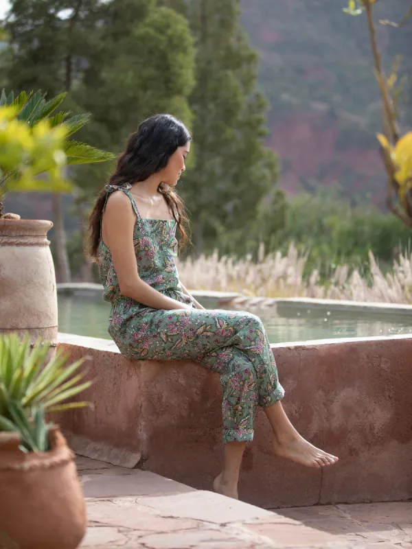 Milo Cotton Voile Trouser – Bali Flower Green made by iris