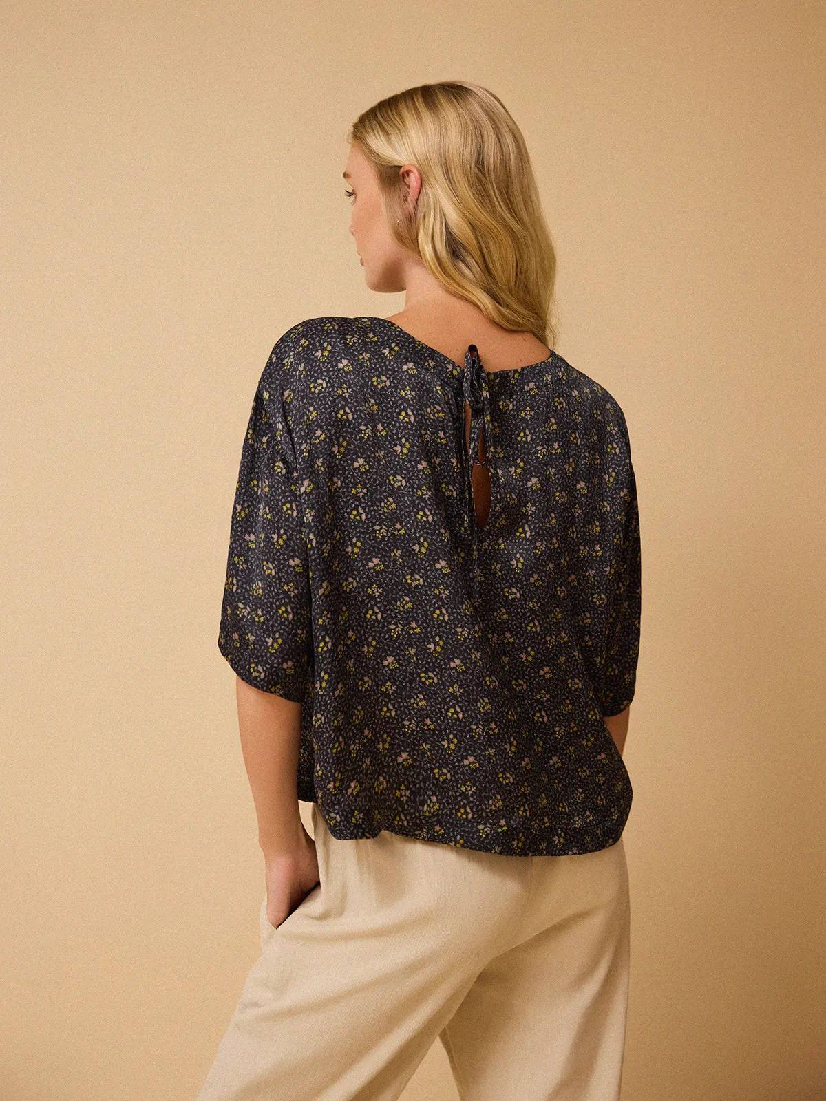 Skylar Tie Neck Top – Black sold by iris product image thumbnail 3