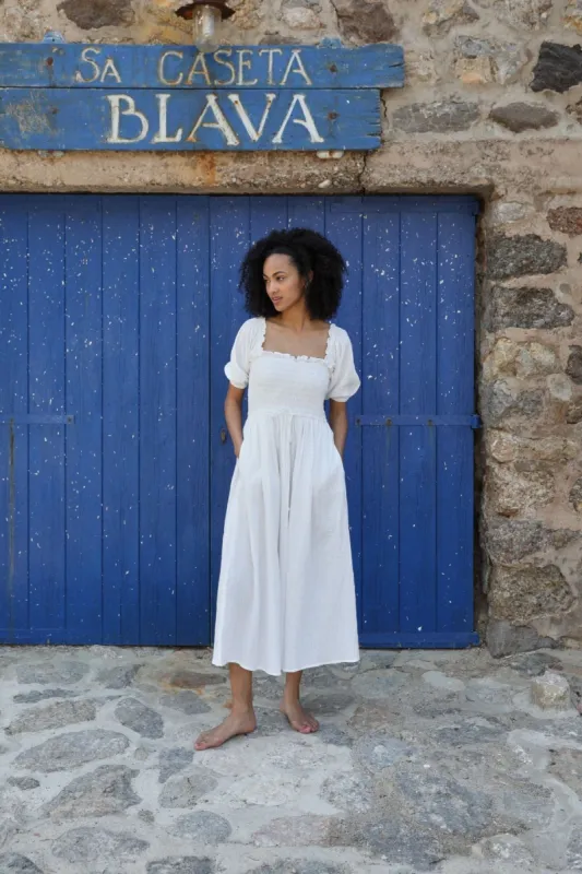 Luna White Cheesecloth Dress made by iris