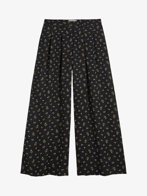 Fleurs Palazzo Trousers- Black made by iris