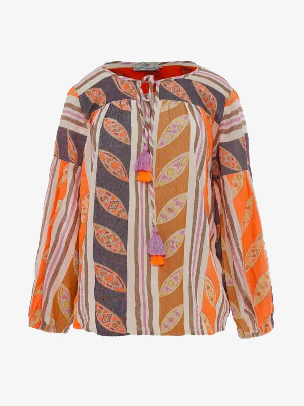 Nadia Blouse – Orange and Lilac sold by iris