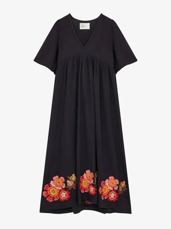 Roe Brode Embroidered-Floral Maxi Dress made by iris