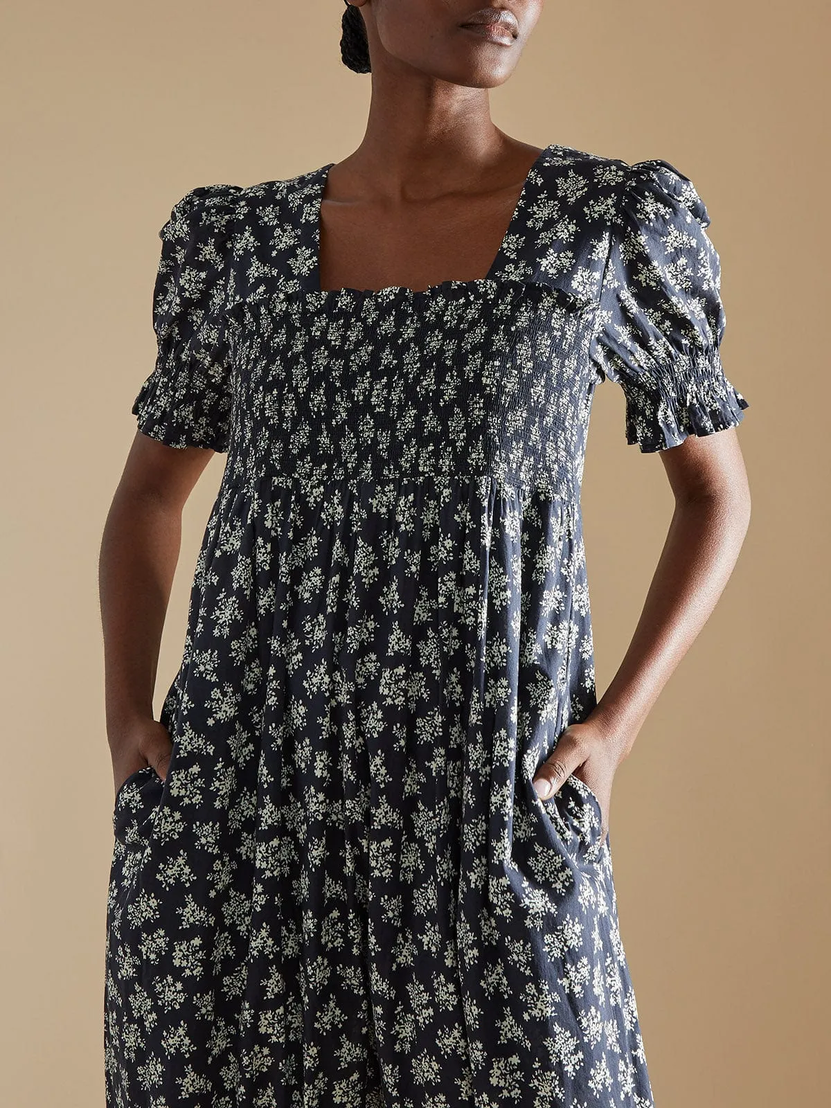 Ruby Smocked Dress - Black and White sold by iris product image thumbnail 4
