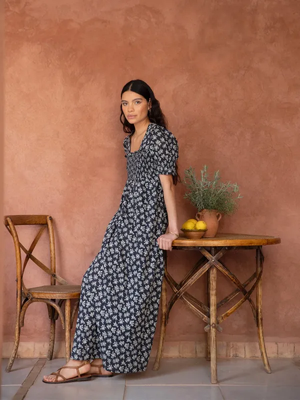 Ruby Smocked Dress - Black and White made by iris