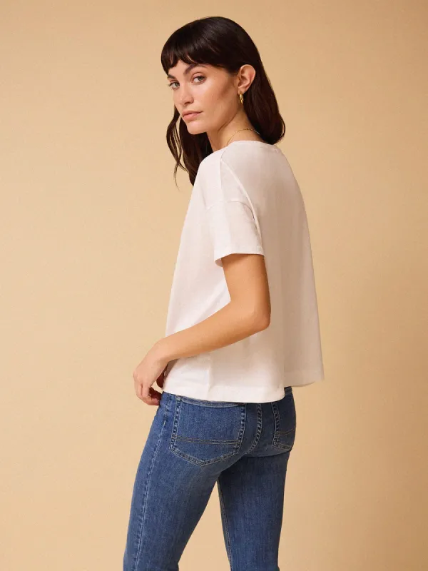 Audrey Scoop Neck T-Shirt - White made by iris