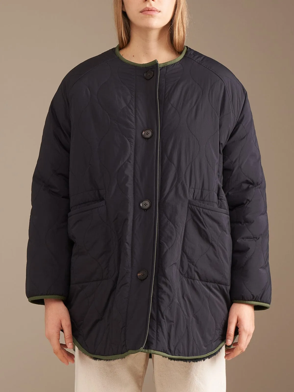 Hamon Coat Reversible- Black and Khaki sold by iris product image thumbnail 3