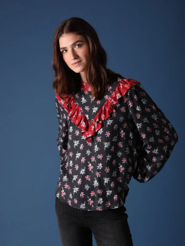 Anya Floral-Print Ruffle Blouse sold by iris