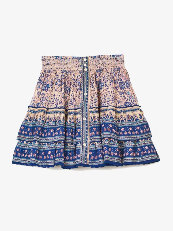 Cass Print Mini Skirt – Blue sold by iris