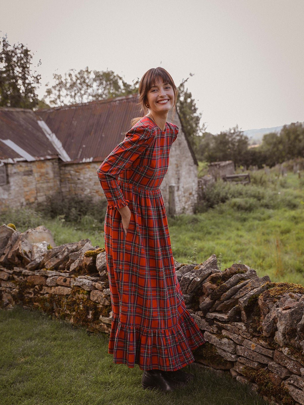 Shae Tartan Maxi Dress- Red sold by iris