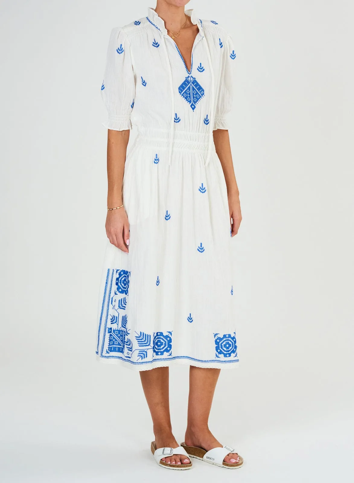 Edra Embroidered Midi Dress – Ecru sold by iris product image thumbnail 3