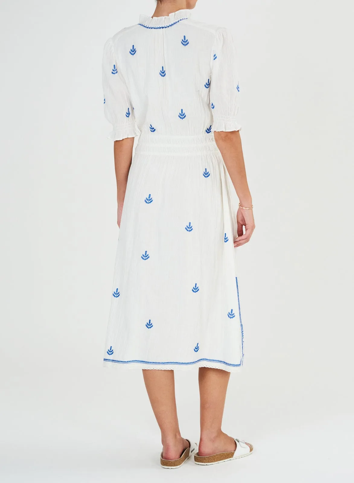 Edra Embroidered Midi Dress – Ecru sold by iris product image thumbnail 4