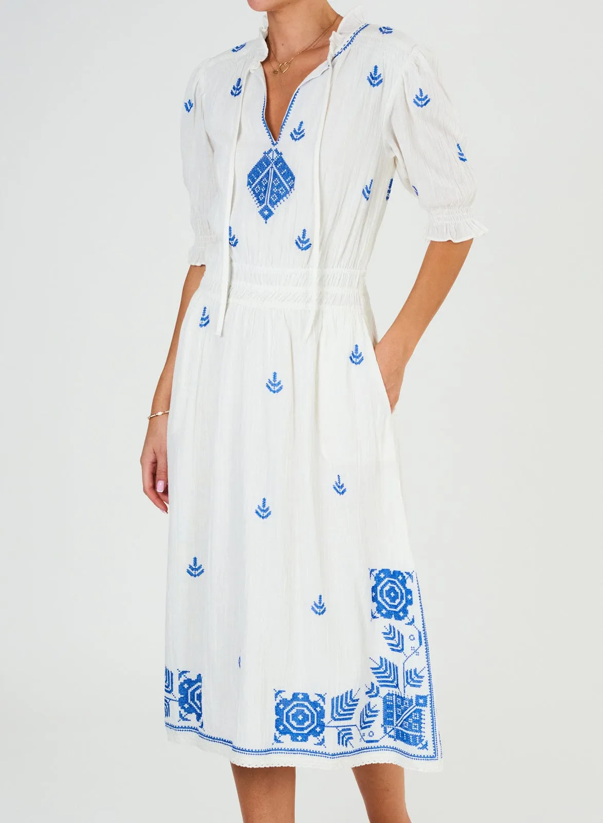 Edra Embroidered Midi Dress – Ecru sold by iris product image thumbnail 2