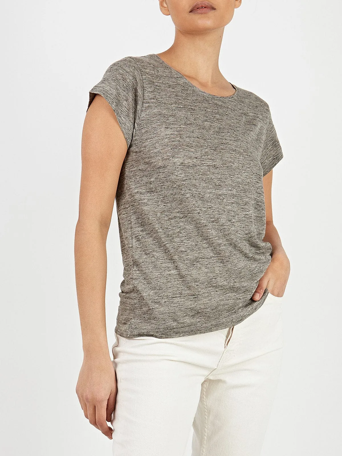 Romy Scoop Neck Linen T-Shirt sold by iris product image thumbnail 3