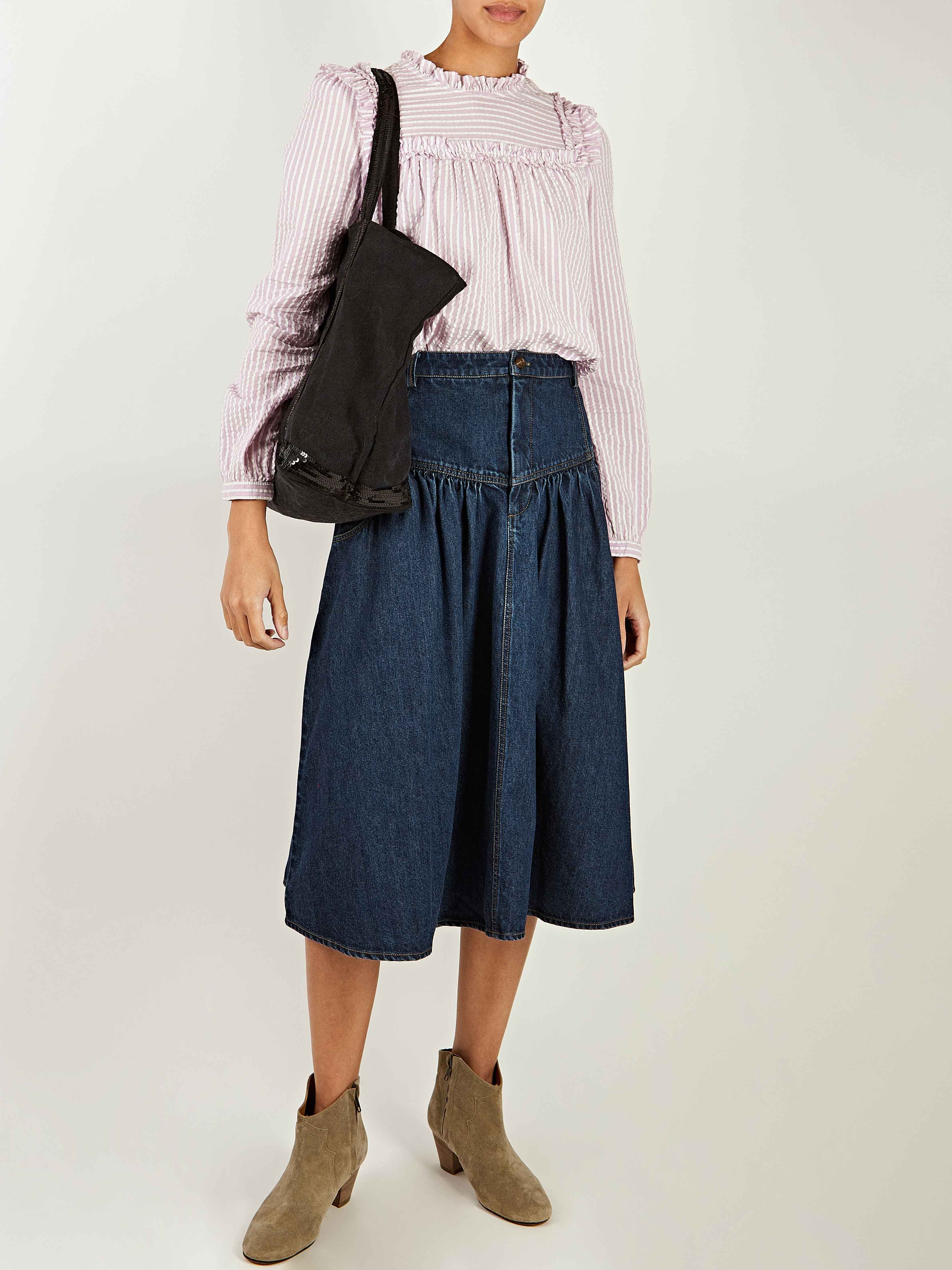 Oriel Striped Cotton Seersucker Blouse sold by iris product image thumbnail 5